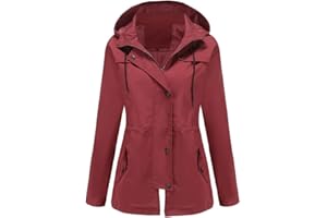 YUNCLOS Femme Blouson Veste de Pluie Mi-Long Imperméable Léger et Respirant Veste à Capuche Coupe-Vent d'Extérieur