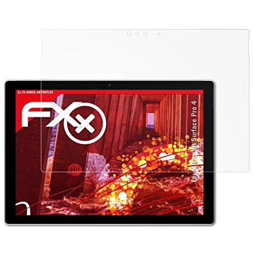 Microsoft Surface Pro 4 Panzerfolie - 2 x atFoliX FX-Shock-Antireflex blendfreie stoßabsorbierende Panzerschutzfolie