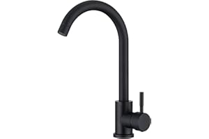 HOMELODY Robinet de Cuisine Noir Mitigeur Cuisine Evier Bec Pivotant à 360° en Acier Inox Robinetterie Cuisine