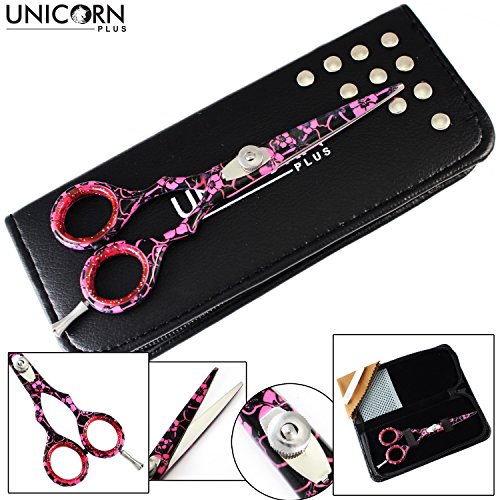 Brand New ! 4.5" Inch Pink Lilly Flower Hair Scissors , Hairdressing Scissors Shears Comes with Free Presention Case (FREE SHIPPING)