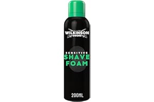 Wilkinson Sword Sensitive Shave Foam, Great Addition to Wash Bags for Men's Grooming, Shaving Foam for Men, Sensitive Skin, 200ml