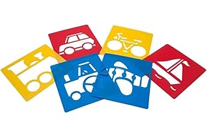 READY 2 LEARN Washable Plastic Stencils | Transportation | Pack of 6 Stencils