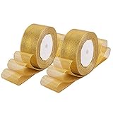 EL PAQUETE INCLUYE: 5 rollos de cinta de brillo metalico de brillo ancho dorado de 38mm, 22m/rollo, 114m en total