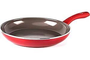 GreenChef Diamond Poêle à Frire Antiadhésive 30cm sans PFAS, Rouge