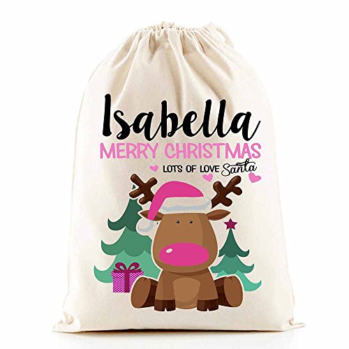 Preisvergleich Produktbild Weihnachtsmann-Geschenkesack, personalisierbar (Rentier, rosa)