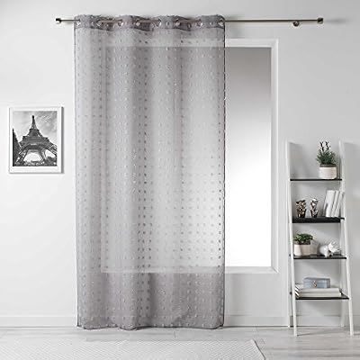 Douceur d'Intérieur POMPONI Panneau à œillets, Polyester, Gris, 240x140 cm