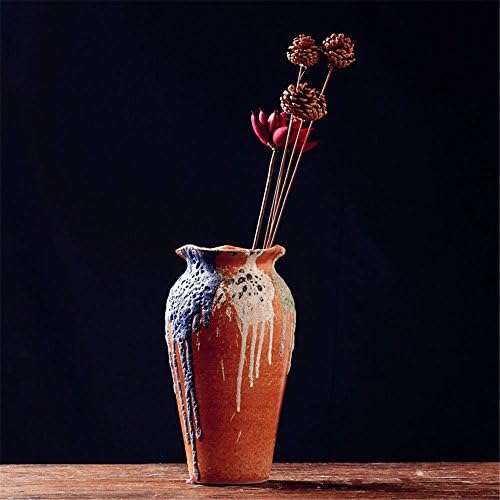 NOHOPE Retro Manual Ceramic Vases Emulation Flower Container Home Decor Coarse Pottery Flower Pot Ornaments,B/13*28cm