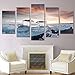 Produktbild Leinwand Wand Kunst Bilder Home Ausstattung Zimmer Poster 5 Stück eingefroren Seascape Ice Cube Sunrise Landschaft HD gedruckte Malerei, Größe 2, mit Gerahmten