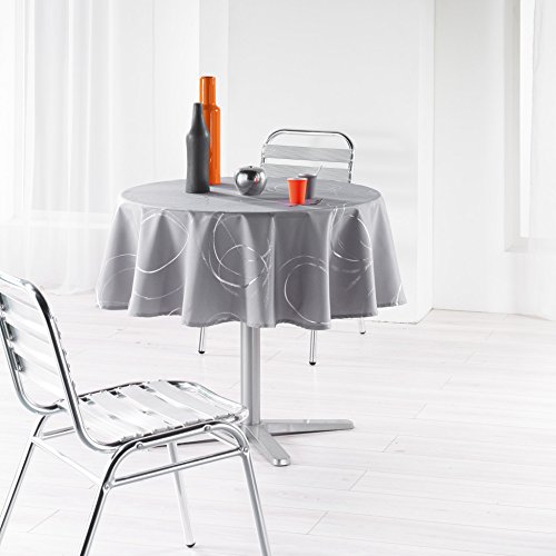 L'Harmonie Du Décor - 1721574, Mantel Redondo, 180 Cm, Bully, Poliéster Estampado Plata, Gris