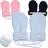 Unbekannt sehr weiche _ Merino-Wolle Strick & Fleece - Fausthandschuhe -  Farb-Mix  - inkl. Name - Größe: 6 bis 18 Monate - Baumwolle & Schurwolle - Kinder / Baby - g..