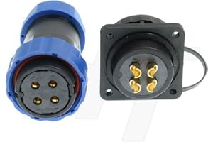 HANGTON CONNECT HangTon HE29 - Conector de 4 pines resistente al agua circular hembra cable enchufe macho panel de desconexión rápida, corriente de 45 A, alto voltaje