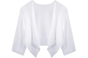 Irevial Coprispalle Donna Cardigan Chiffon a Maniche 3/4 Elegante Bolero Donna Elegante Leggero Primavera Estivo