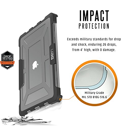 URBAN ARMOR GEAR Schutzhülle für Apple MacBook Pro Retina 13″ (Nicht kompatibel mit Version Late 2016) – grau/transparent [Lüftungsschlitzaussparungen | Stoßfest | Anti-Rutsch Füße] – UAG-MBP13-A1502-ASH - 2