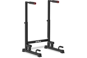 DH FitLife Barres de Dips 200kg Hauteur Réglable 100-130cm, 9 Niveaux | Tube Acier Alliage 1,5mm｜Station Musculation Multifonction｜Poignées Antidérapantes｜Pieds Stables｜Corps Entier