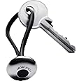 Georg Jensen Ellipse Key Ring with Black Polyurethane Strap - Silk Polished Stainless Steel - Accessory by Klaus Rath