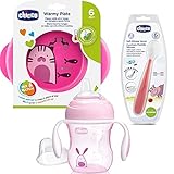 Chicco Set contiene: 1 x Plato caliente, 1 x aprender a beber (200 ml), 1 x larga futerl cuchara medidora papilla cuchara de silicona