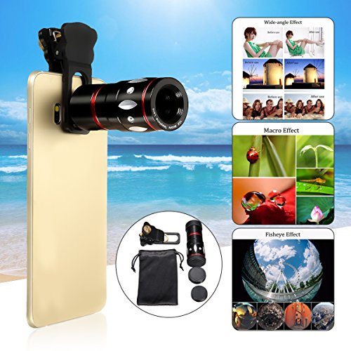 Lenti Telefono, Lenti Smartphone M.Way 3 in 1 Lenti Kit Telecamera Universale con Obiettivi 10 x Teleobiettivo Micro + Fisheye Supreme 180Â°+ Largo Angolo per Apple iPhone 7 SE 6 6S 5S 5C 4S, Samsung Galaxy S7 S6 S5 S4 S3 Nota 4 3 2, Huawei P8 P9, Blackberry, Sony Xperia