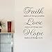 Price comparison product image Zooarts Faith Love Hope Quote Wall Stickers Removable Decals Vinyl Decor Home Room Mural