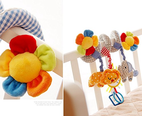 Happy Cherry Baby Süß Hängenden Spirale mit Musik Sound, Activity Spiral Plüschtiere Spielzeug, Beschwichtigen Schlaf Spielzeug für Baby Süßsbett/ Kinderwagen – Elefant Blau - 5