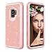 Produktbild Aearl Hybrid Stoßfest Schutzhülle für Samsung Galaxy S9, 3 in 1 Trefferfarbe Bling Glänzend Glitzer PC Schwer 360 Grad Voll Schutz Full Body Case mit Displayschutzfolie- Roségold & Roségold