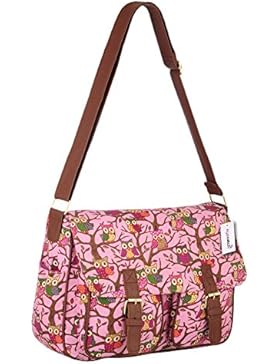 EyeCatch TM - Damen Messenger Bag College Tasche mit Eulen Muster