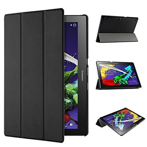 ELTD Lenovo TAB3 10 Plus / Lenovo Tab 3 A10-70F Hülle Case - Ultra Schlank Smart Cover Tasche Schutzhülle Case für Lenovo TAB3 10 Plus / Lenovo Tab 3 A10-70F 25,65cm (10,1 Zoll Full HD IPS) mit Standfunktion, Schwarz