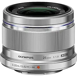 Olympus M.Zuiko Digital 25mm F1.8 Lens, for Micro Four Thirds Cameras (Silver)