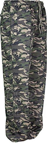 Mens Camouflage Jogging Bottoms Army Camo Tracksuit Bottoms Closed Hem (Large, Woodland)