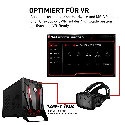 MSI 9S6-B91011-002-956-B907-102 Nightblade 3 VR7RD-002DE Desktop PC (Intel Core i7-7700, 1000GB Festplatte, 16GB RAM, Geforce GTX 1070, Win 10 Home) schwarz - 9