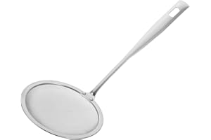 Kichvoe Fine Mesh Skimmer Spoon Stainless Steel Hot Pot Fat Strainer Colander Scoop Foam Grease Skimming Cooking Oil Sieve for Gravy Flour