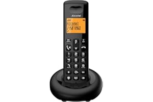 ALCATEL E260 - Telefono fisso cordless DECT - Design compatto - Grande display retroilluminato - Vivavoce - Funzione blocco chiamate indesiderate - Nero