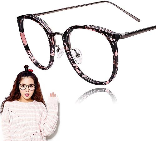 Ranbow Female Models Large Frame Flat Glasses Pink Frame Radiation Phone Flat Light Mirror - Amber