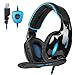 Price comparison product image SADES SA902 USB Gaming Headset 7.1 Virtual surround Stereo Sound Over Ear Gaming Headphones Wired USB LED Light With Mic Volume Control For PC/ Laptop (Black&Blue)