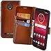 Produktbild Suncase Book-Style Echt Leder Tasche für Motorola Moto Z3 Play Schutzhülle (Slim-Fit) Wallet Case Hülle (mit Standfunktion und Kartenfach - Bruchfester Innenschale) in Burned-Cognac