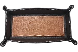 FrasiBags Svuotatasche Design Moderno in Vera Pelle Made in Italy, Vassoio Portaoggetti Ingresso, Svuota Tasche da Ingresso Organizer Scrivania Rettangolare Piccolo (Cuoio)