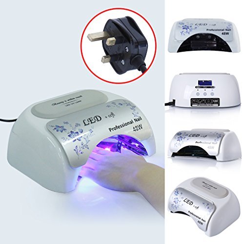Elite99 48W Pro CCFL & LED UV Nail Dryer Professional Nail Curing Light Machine Suitable for Home or Salon Use. Works with All Leading Brand of UV LED Gel Nail Polish. 3 Timers Presets (10, 20, 30 seconds) + Removable Magnetic Tray + LCD Display + a UK 3-pin plug