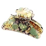 sourcingmap Women Spring Loaded Flower Print Hair Jaw Claw Clamp Clip