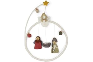 ÉN GRY & SIF Gry & Sif Baby Mobile in feltro, fatta a mano, commercio equo e solidale, decorazione per la cameretta dei bambini, da appendere alla parete, Krippenspiel, Presepe