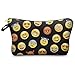 Women's Girls Make Up Bag Wash Bag Toiletry Cosmetics Wallet Pencil Pen Holder Organiser Pouch Case (L22 x H14 x W8 cm, EMOJI BLACK)