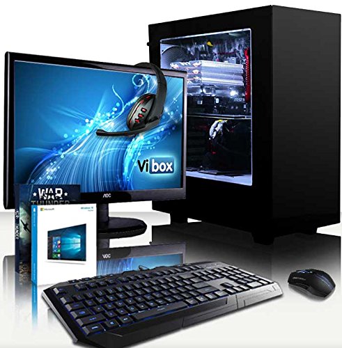 VIBOX Perseus Komplett-PC Paket 5 Gaming PC - 4,1GHz Intel i5 Quad Core CPU, GTX 1080, leistungsfähig, Desktop Gamer Computer mit Spielgutschein, 22" HD Monitor, Gamer Tastatur & Mouse, Windows 10, Weiß Innenbeleuchtung, lebenslange Garantie* (3,5GHz (4,1GHz Turbo) Superschneller Intel i5 7600 Kabylake Quad 4-Core Prozessor CPU, Nvidia GeForce GTX 1080 8GB Grafikkarte, 16GB Team 2133MHz DDR4 RAM, 3TB Festplatte, Raijintek CPU Kühler, 600W 85+ Netzteil, NZXT Gehäuse, B250 Mainboard)