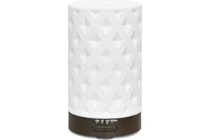 Difusor de Aceite Esencial de Earnest Living para el hogar Difusor de aromaterapia de cerámica Blanca Temporizador de 100 ml Luces nocturnas y función de Apagado automático Oficina de Aroma eléctrico