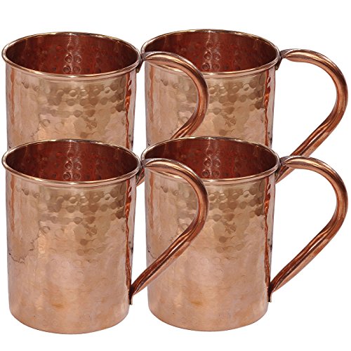 Dakshcraft ® Trinkgefäße Zubehör Hammered Copper Moscow Mule-Becher, Set aus 4 Tassen