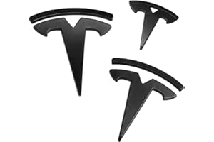 HEYCE 3D-Metall-Auto-Aufkleber und Abziehbilder-Emblem-Abzeichen T Logo passen Tesla,Schwarz,Model Y