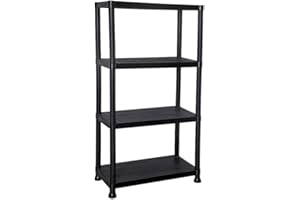 NIGMA A2Z 4 TIER BLACK PLASTIC SHELVING SHELVES STORAGE UNIT