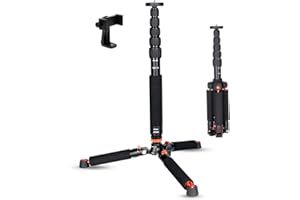 Koolehaoda Aluminiowy monopod do aparatu fotograficznego z metalową podstawą. 6 sekcji 42-177 cm, regulowana średnica nóg Φ28 mm, do 10 kg - czarny