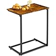 Ventuos - Sofa Side Table, C Laptop Table, End Table, Work in Bed or on The Sofa, Simple Structure, Stable, for Living Room, Industrial Style, Rustic Brown (Wood,Metal)