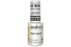 Andreia Professional No Wipe Top Coat Gel Polish - Soak Off UV LED Clear Nail Polish - Vegan Nail Varnish - Best for Nail Art High-Gloss Finish All in One 10.5 ml…