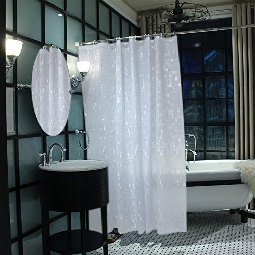 Shower Curtain Liner Spots, 180x180cm, Mildew proof Waterproof EVA Bathroom Shower Curtains, Set of 12 Hooks Included (White)