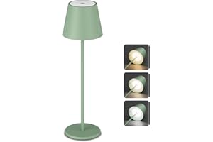 Aipsun Ściemniana lampa stołowa LED, zielona, 5500 mAh, do ponownego ładowania, ciepła biel (2700 k-6000 K), aluminiowa, lampa stołowa, klasa wodoszczelności IP54, do restauracji, sypialni, baru