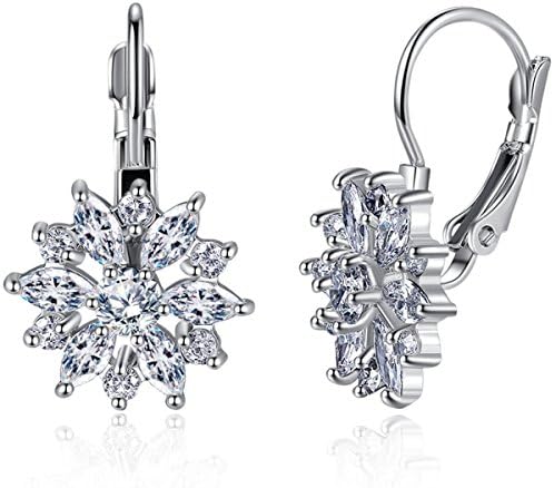 Crystal Prismed Zircon Snowflake Ear Buckle,Silver-L